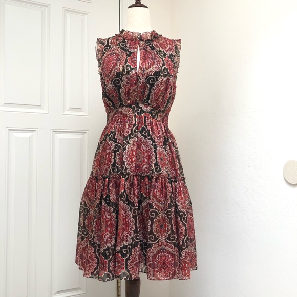 Kate Spade Metallic Medallion Silk Dress - Picture 2 of 11